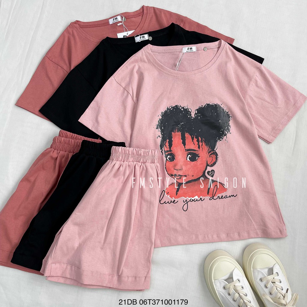 Đồ bộ áo thun tay ngắn in cô gái + Quần ngắn ullzang thời trang nữ FMStyle SaiGon 21DB06T371001 | BigBuy360 - bigbuy360.vn