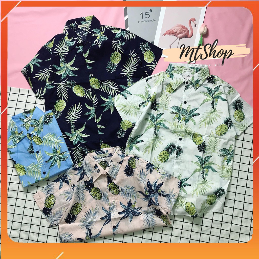 Áo Sơ Mi Đi Biển Nhóm Hoạ Tiết Có Bigsize★ Thơm dứa, Lá cây #02