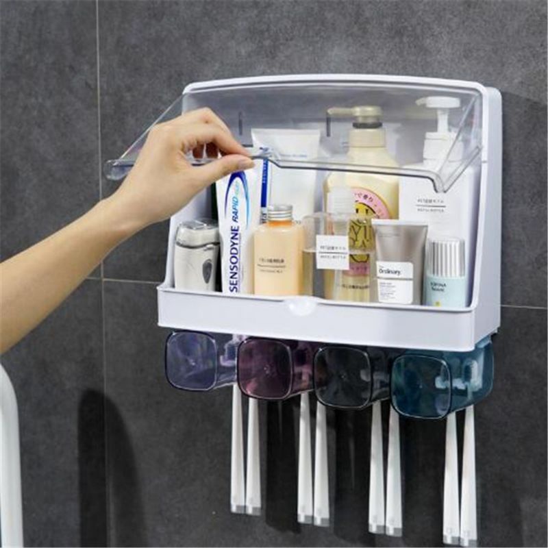 Hộp đựng dụng cụ nhà tắm kèm 4 ly có nắp chắn nước,,,