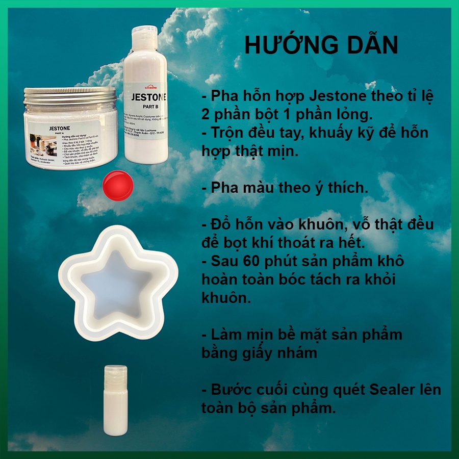 - Bộ kit thủ công làm Jesmonite, DIY, handmade, vật dụng, chậu cây, tượng, quà lưu niệm - Jestone