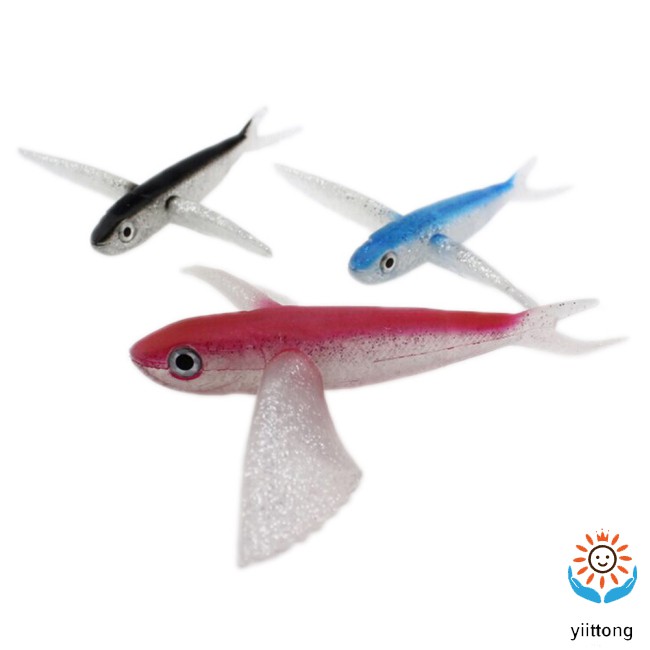 yiittong Artificial Flying Fish Bait Soft Fishing Lure for Tuna Mackerel Seawater Fishing Boat Trolling