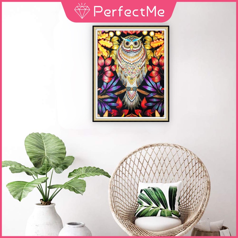 Bộ Tranh Đính Đá 5D Tự Làm Hình Chim Cú 40X50CM