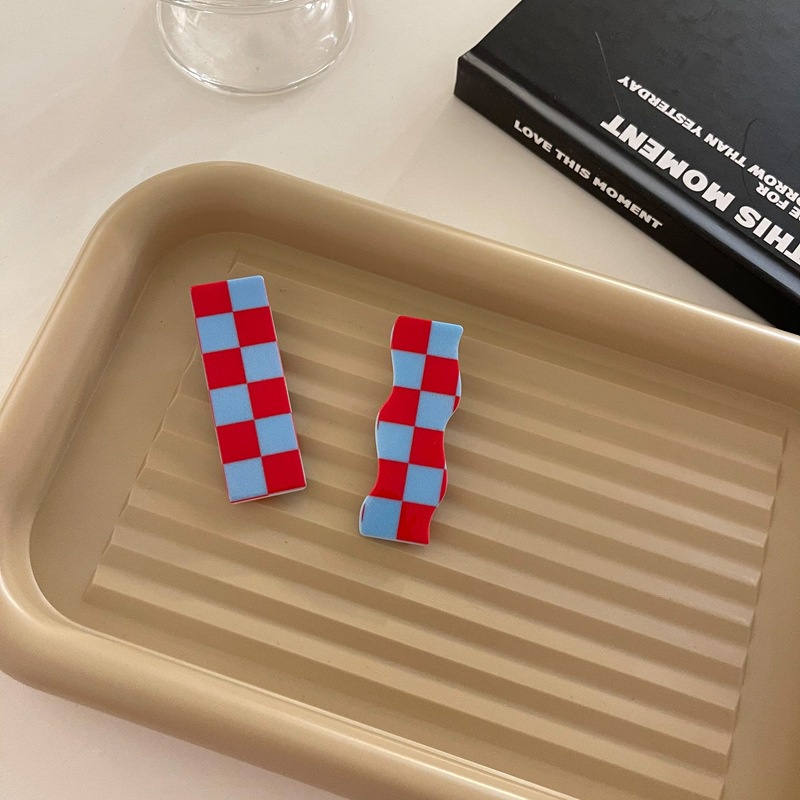 Kẹp tóc họa tiết sọc lưới/gợn sóng nhiều màu sắc tùy chọn thời trang cho nữ