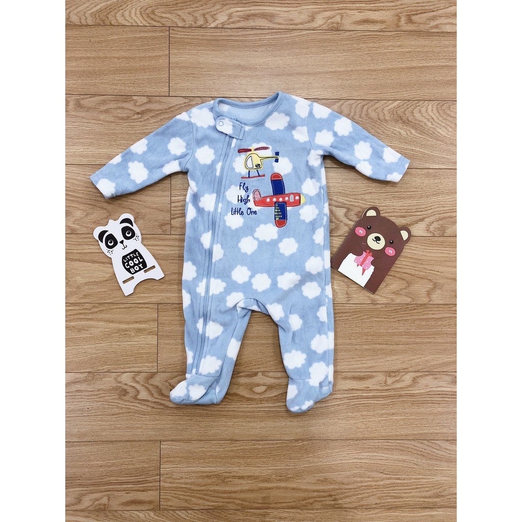 Body dài liền tất nỉ bông và nhung cho bé trai và gái 0-24 tháng