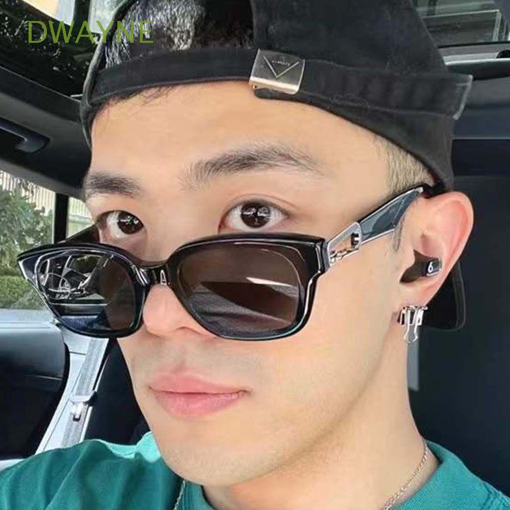 DWAYNE Men Women Sunglasses European And American Driving Eyeglasses Rectangle Sunglasses White Leopard Print Metal Hook Buckle Rectangle Hook Buckle Hip Hop Korean Style Sunglasses/Multicolor
