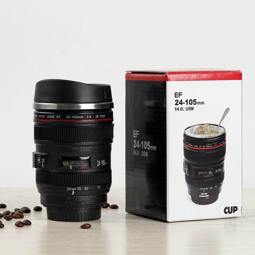 New 350mL Camera Lens Shape Coffee Tea Mug with Lid Vacuum Flasks Thermal Cup