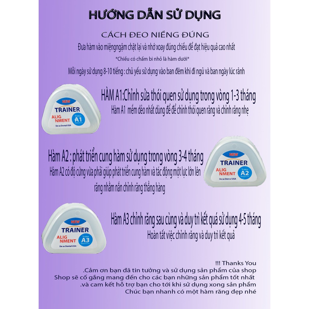 [KHUYẾN MÃI] NIỀNG RĂNG TẠI NHÀ CHO NGƯỜI LỚN| Bộ 3 niềng (A1)+(A2)+(A3) TẶNG KÈM 2 MIẾNG DÁN TRẮNG RĂNG