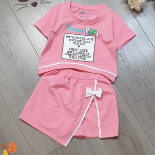 Set váy xẻ nơ + áo tootsie pops size 9-13