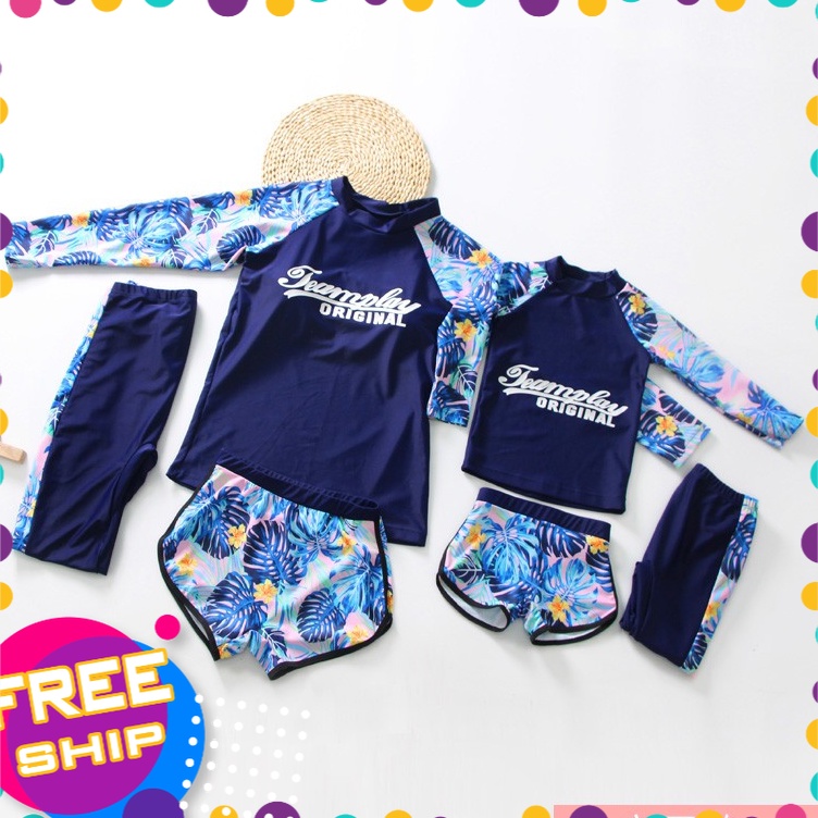 Bộ đồ bơi cho bé gái và bé trai 3-14 tuổi rời 4 chi tiết, Đồ bơi trẻ em cao cấp vải co giãn cực tốt