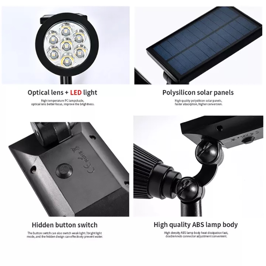 Đèn Led 7 Bóng Sử Dụng Năng Lượng Mặt Trời Tự Động Thay Đổi Màu Sắc Chống Thấm Nước Trang Trí Sân Vườn