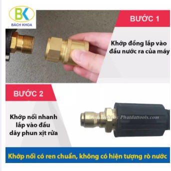 Bộ khớp nối nhanh đầu ra cho máy rửa xe cao áp, máy xịt rửa cao áp (bằng đồng)