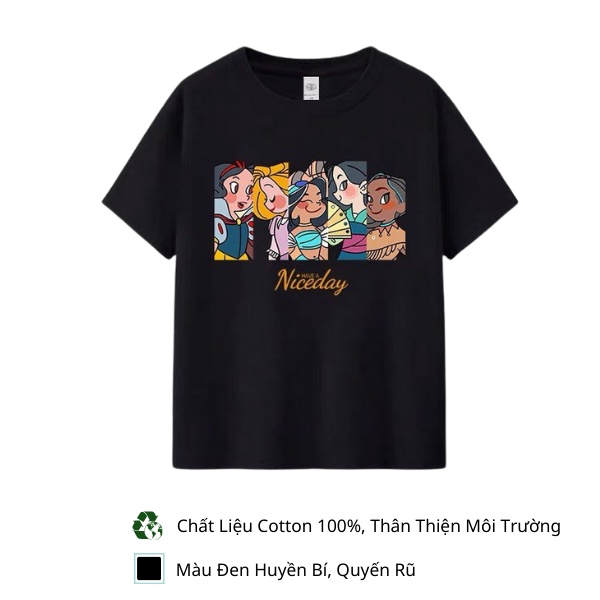 Áo Thun Tay Lỡ In Hình Công Chúa Disney, Hàng Cao Cấp, Mặc Mát Thấm Hút Mồ Hôi, 3 Size Tha Hồ Lựa Chọn