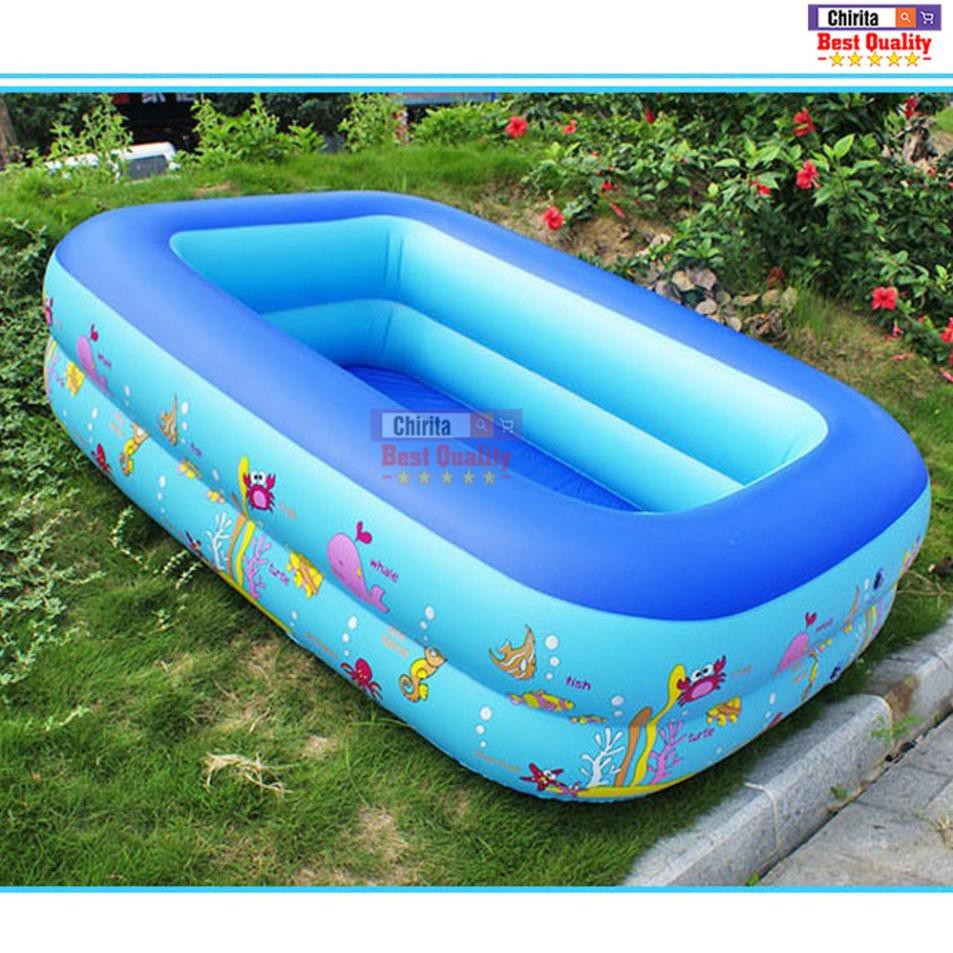 Bể Bơi Phao Square Pool 2 Tầng Cho Bé 150x110x35cm - Tặng Kèm Bộ Vá Phao Cao Cấp