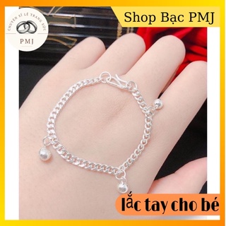 lắc tay bạc đơn cho bé trai, bé gái treo chuông,chuẩn bạc ta-bạc pmj