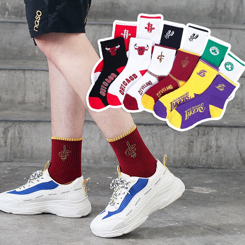 Vớ Thể Thao Cổ Cao In logo Đội Bóng Rổ Thời Trang Cho Nam