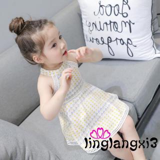Đầm sát nách chấm bi cho bé gái