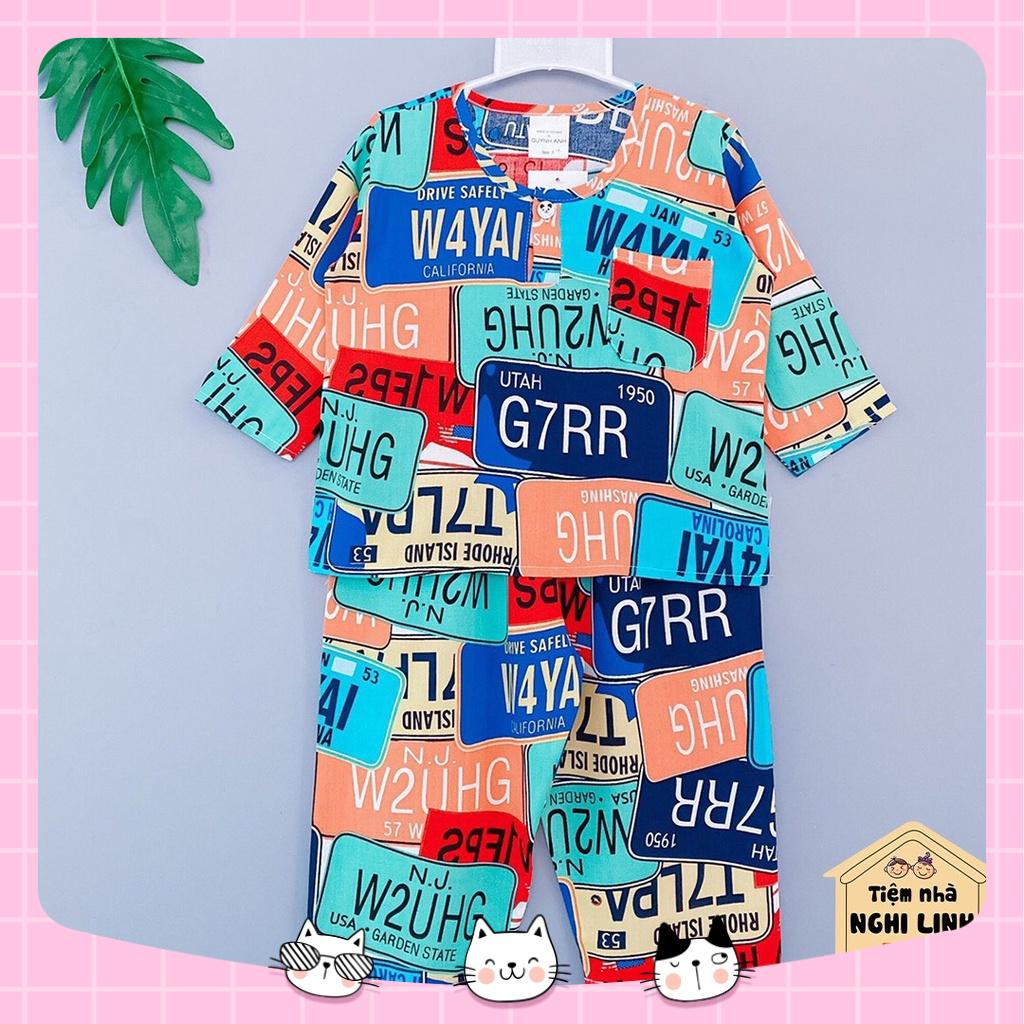 Bộ quần áo bé trai, đồ bộ tay dài quần dài sắc màu, chất vải tole lanh, thoáng mát QA(8-32kg)