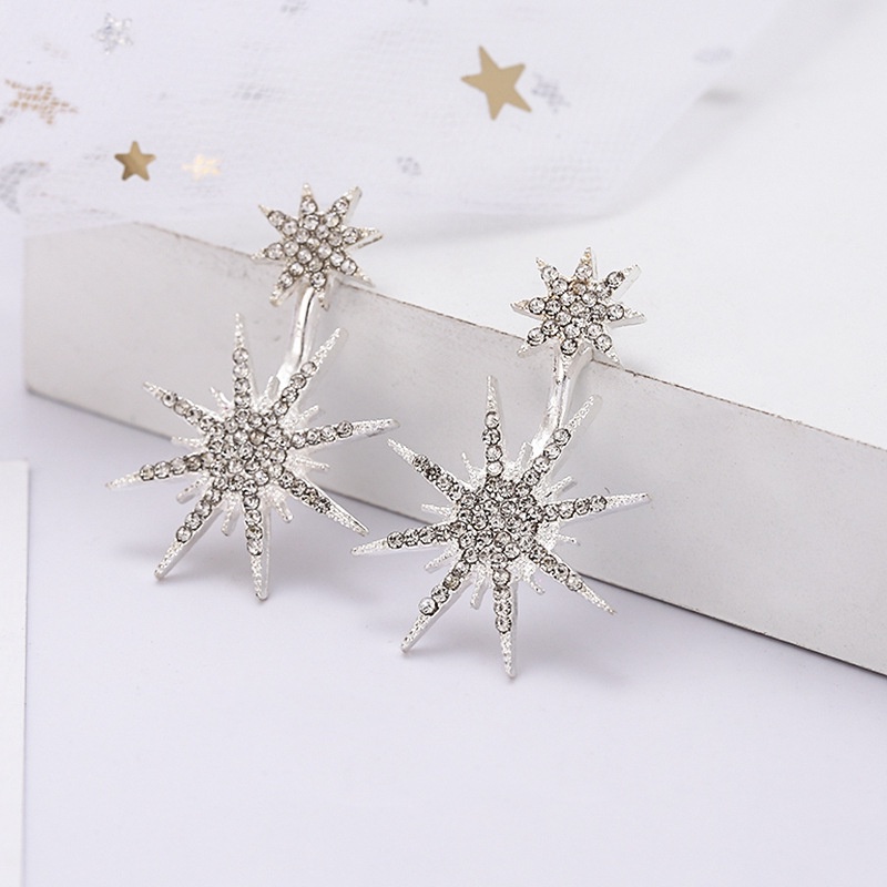 Khuyên Tai Ngôi Sao Sáu Cánh Đính Đá Thời Trang Nữ