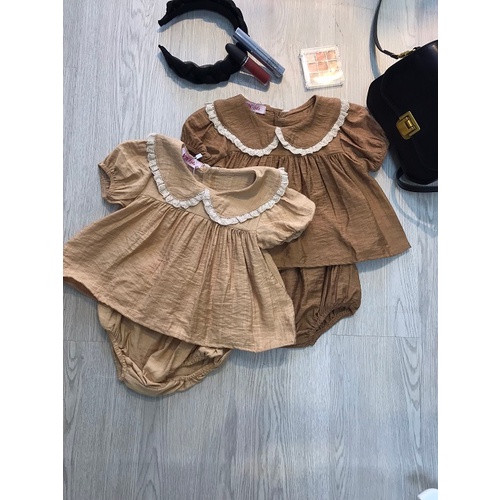 Set đũi áo cộc cổ sen tay bồng ren quần chip cho bé gái đủ sz 4 màu từ 8-18kg mặc vừa xinh