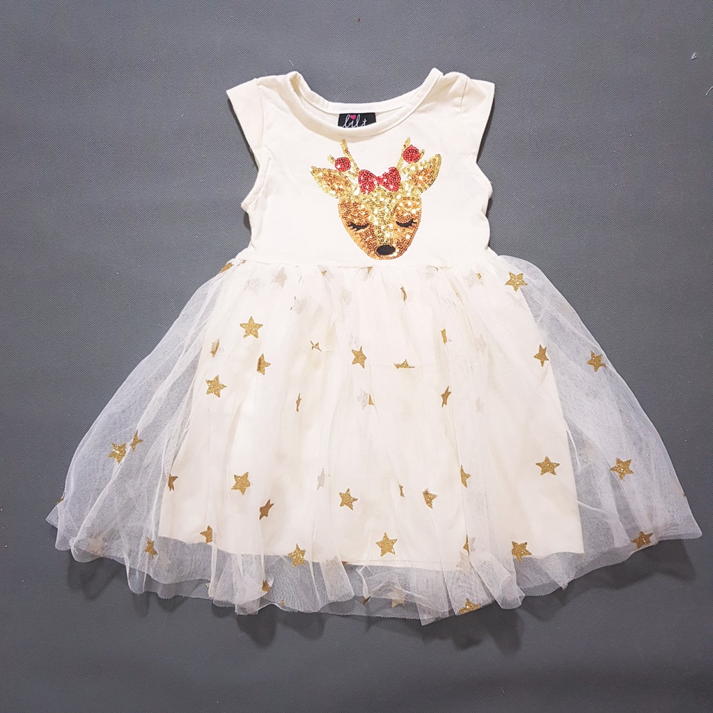 Đầm thun chân voan đính kim sa ngựa unicorn, mèo kitty, tiên cá...dễ thương bé gái