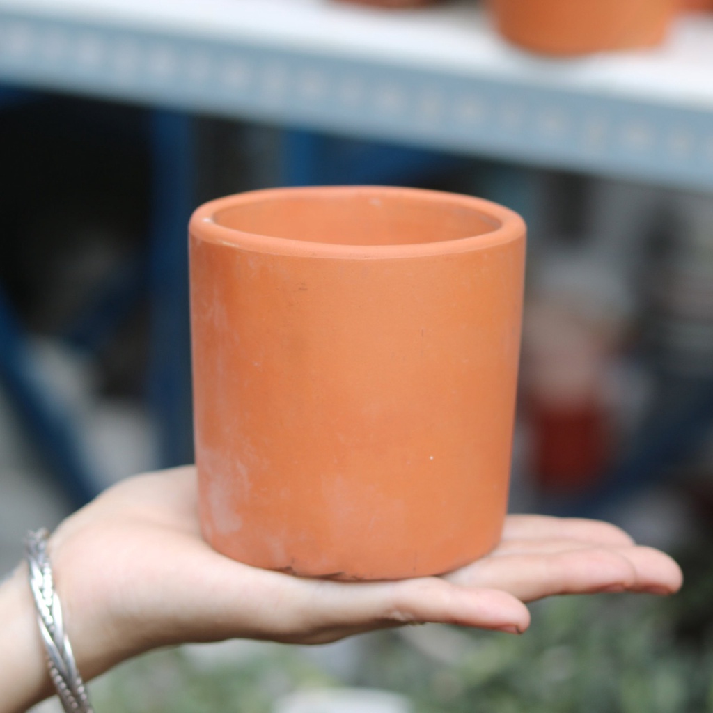 Chậu Đất Nung hình trụ, phù hợp trồng sen đá, xương rồng