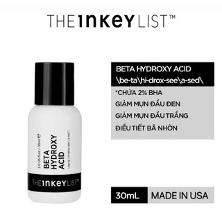 Tẩy da chết hoá học BHA The INKEY List Beta Hydroxy Acid Exfoliant 30ml