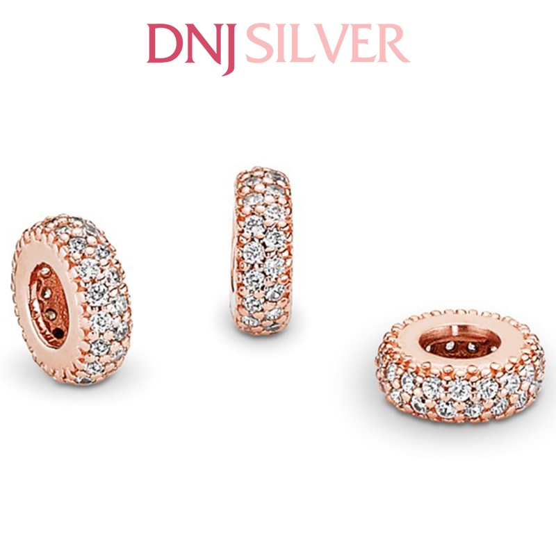 Charm bạc 925 cao cấp, hàng chuẩn bạc - Charm Rose Pave thích hợp để mix vòng tay charm - DN208
