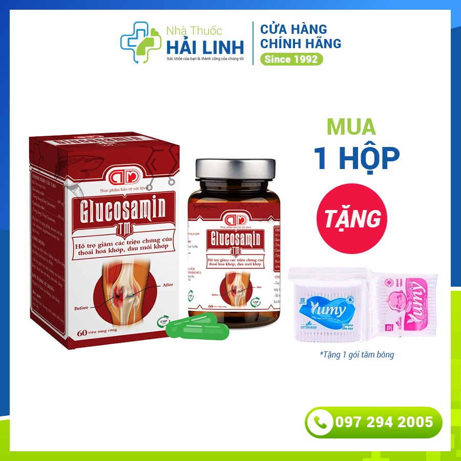 Viên uống giảm đau mỏi xương khớp Glucosamin TM⚡Tặng quà⚡Hộp 60 viên hỗ trợ giảm thoái hóa khớp và đau mỏi khớp