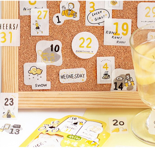 Gói Sticker dán Số ngày trang trí 45 miếng/set