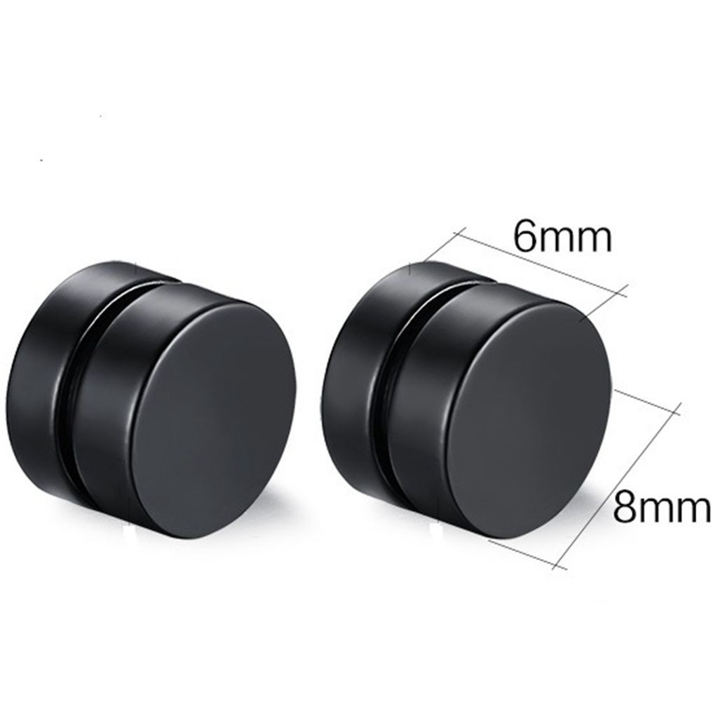 Khuyên tai dạng cài nam châm chất liệu thép không gỉ 8mm