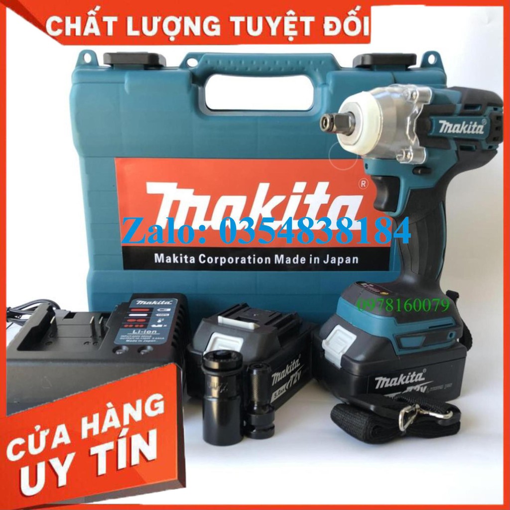 Máy siết Bulong, mở bu lông, vặn vít Makita. 72Vf 2 Pin không chổi than (tặng đầu chuyển vít) NPS