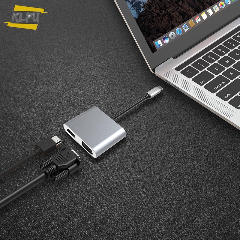 COD# USB C Hub USB3.1 Type-C to HDMI Adapter Dock with 4K HDMI VGA OTG PD Charge