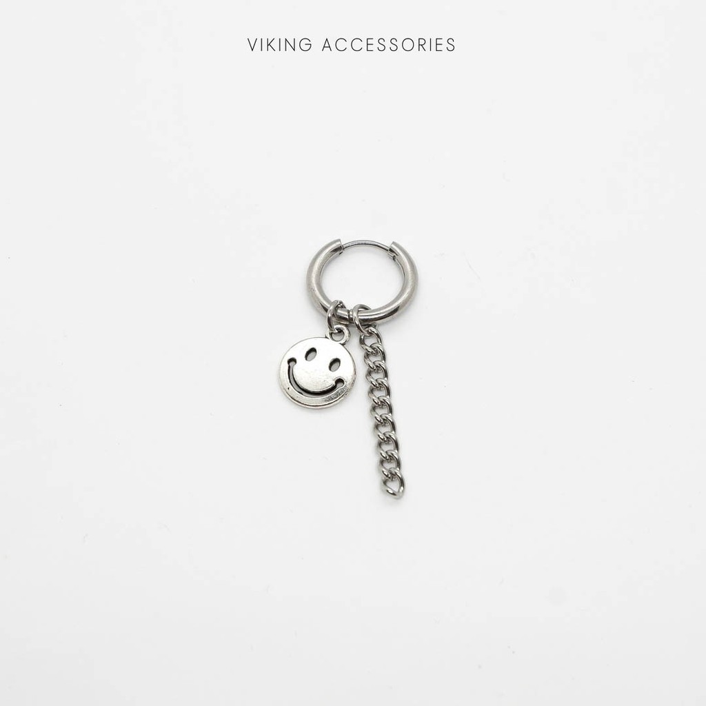 Khuyên Tai Bông Tai Nam Nữ Dáng Dây Xích Mặt Cười Thép Titan Không Gỉ CH01