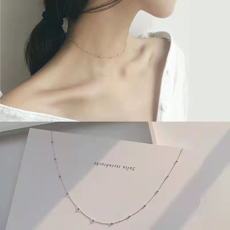 Set vòng cổ và vòng tay đính hạt đơn giản thời trang Hàn Quốc (có bán lẻ)