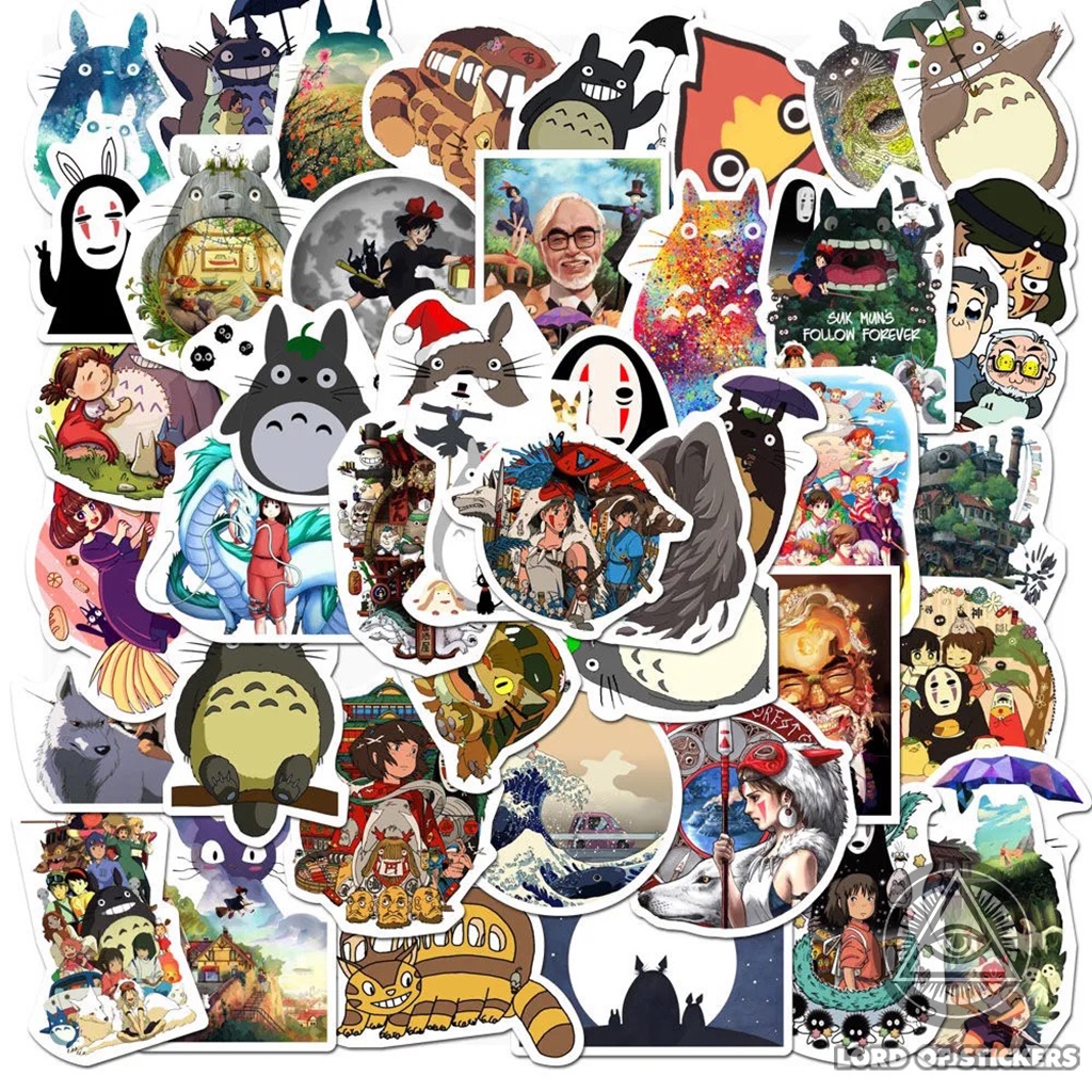 Set 50 Miếng Dán Hoạt Hình Dễ Thương Vô Diện Totoro Cute Ghibli Sticker Anime Manga Trang Trí Mũ Bảo Hiểm, Laptop, Sổ