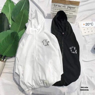 Áo khoá gió logo mèo một lớp  - HĐ / HÀNG SẴN SLL