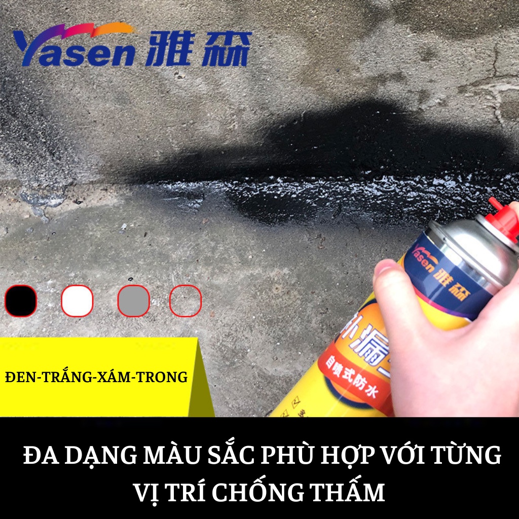 Bình Xịt Keo Chống Thấm Công Nghệ Nhật Bản 700ML Màu Đen, Trắng, Xám Chống Thấm Dột Trên Mọi Bề Mặt Vật Liệu Tường, Mái