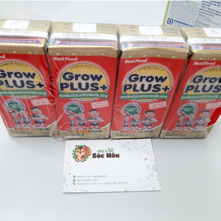 [date 11.2021] Sữa bột pha sẵn NutiFood Grow Plus Đỏ vani 180ml