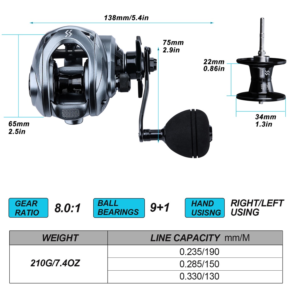 Độ Cao 8.0: 1 Với Ống Chỉ Nhôm Máy Câu Cá Tay Cầm Điện Phanh Con Quay Hồi Chuyển Dụng Cụ Câu Cá Chép Cá Vược-168-Digital