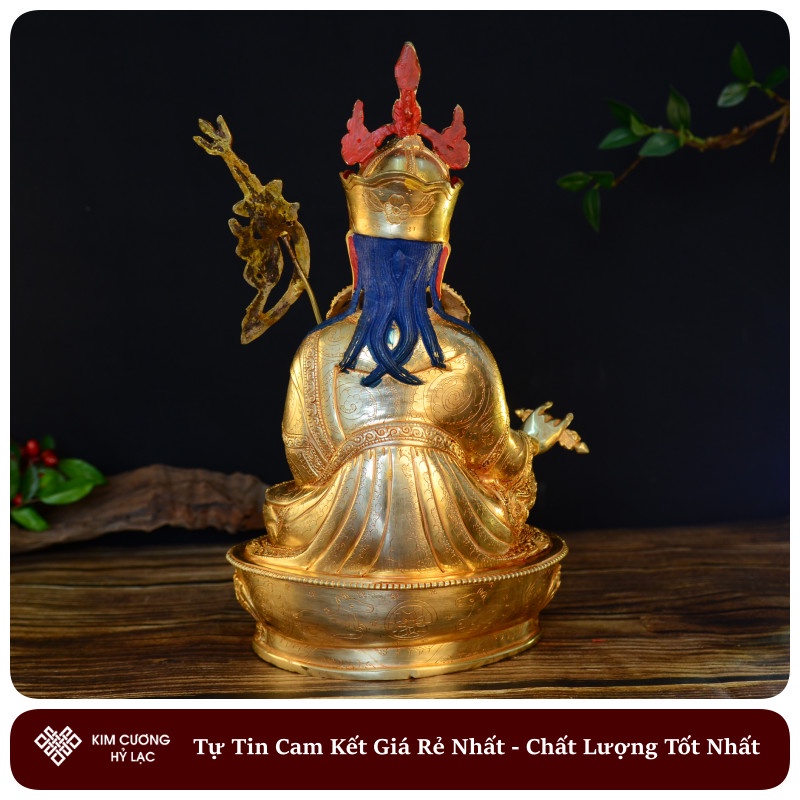 Tượng Phật Liên Hoa Sanh Mật Tông [Kim Cương Hỷ Lạc] Đồng Nepal 33 Cm