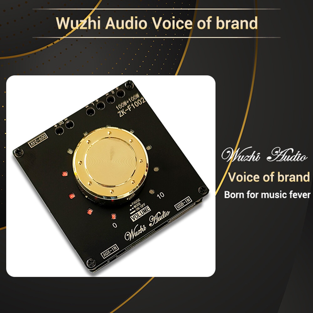 Mô đun bảng mạch khuếch đại âm thanh ZIQQUCU bluetooth 5.1 2x100W TPA3116D2 AMP với AUX/ đĩa U/ USB có chỉ báo âm lượng