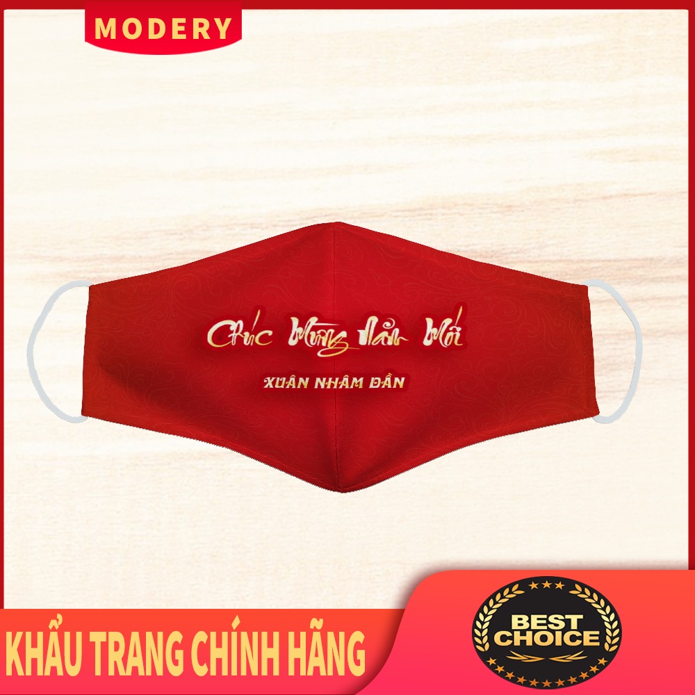 Khẩu Trang 3D Cần Thơ Hình Phát Tài MODERY Vải Poly Cotton 100%, Ngăn Bụi Mịn, Kháng Khuẩn, 2021 Bảo Vệ Toàn Diện FM0101
