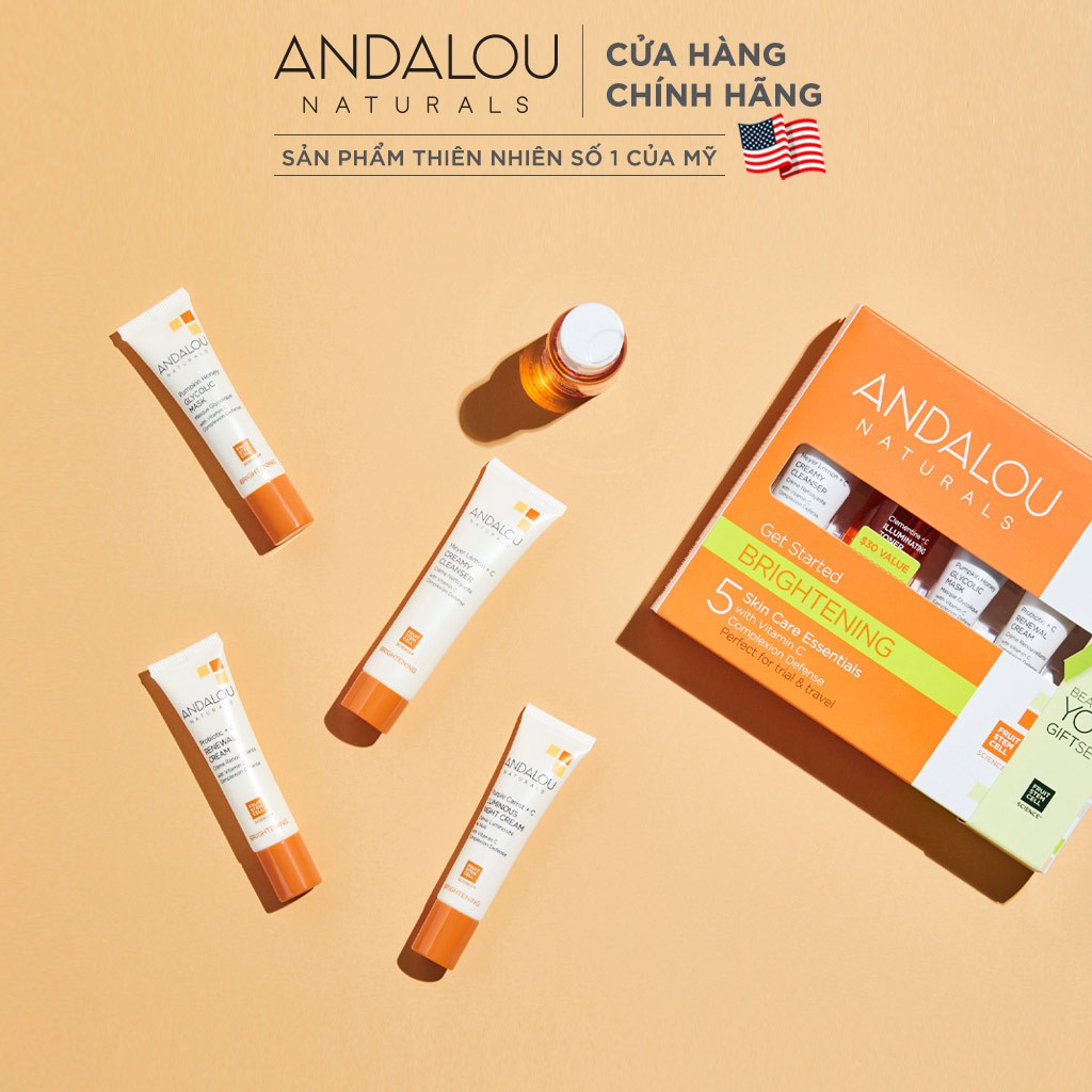 [Mã BMBAU50 giảm 50K đơn 150K] Bộ Sản Phẩm Chăm Sóc Làm Sáng Da Andalou Naturals Brightening Get Started Kit