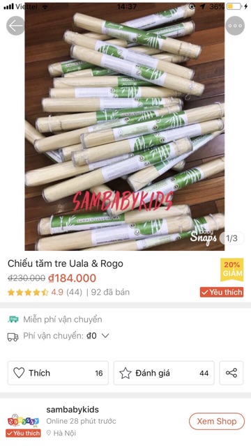 CHIẾU TĂM TRE CHO BÉ UALA & ROGO