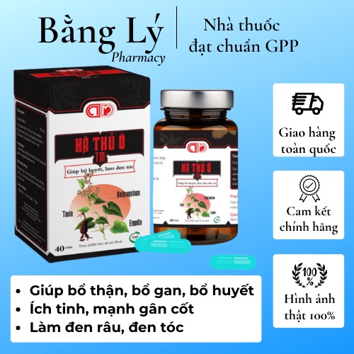 HÀ THỦ Ô TM - Giúp bổ gan, bổ thận, bổ huyết, ích tinh, mạnh gân cốt, làm đen râu tóc (Hộp 40 viên)