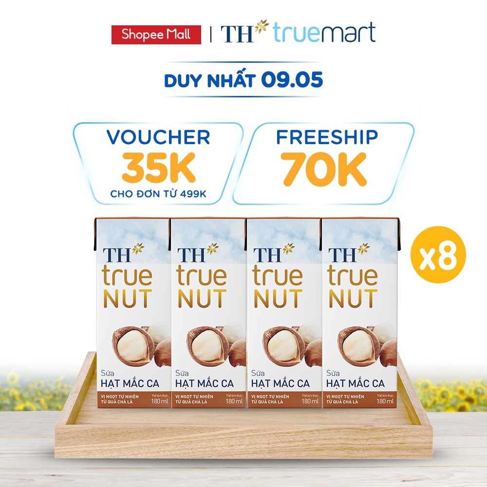 8 Lốc sữa hạt mắc ca TH True Nut 180ml (180ml x 4 hộp)