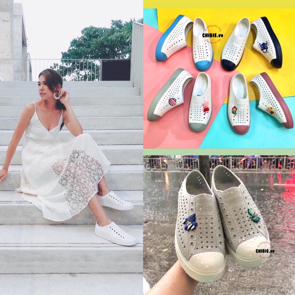 Giày thể thao thông hơi Urban nam nữ trắng đế xanh đen