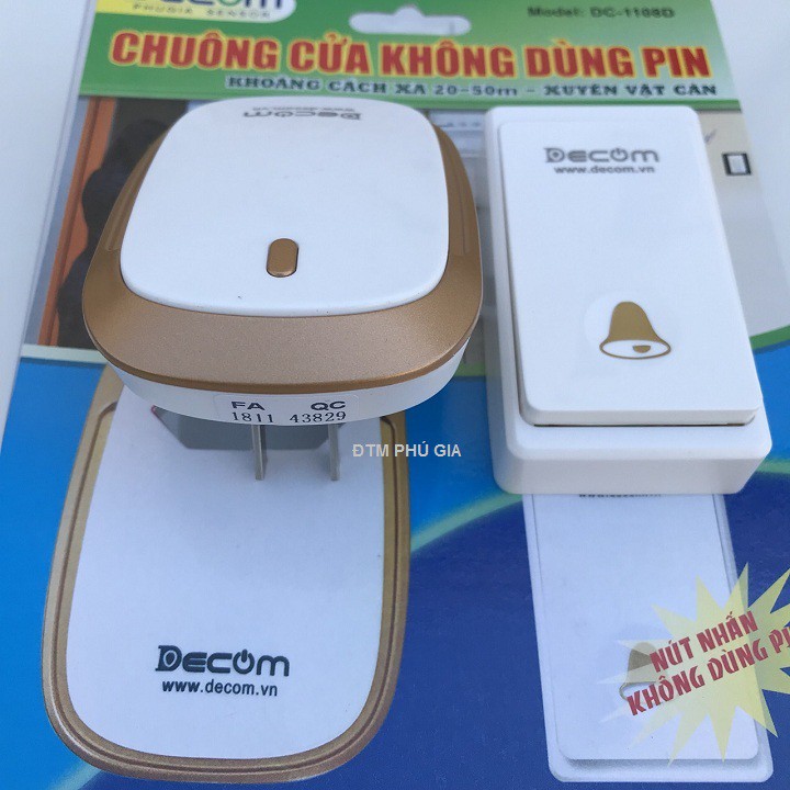 Chuông cửa không dùng pin DC1108D ,không dây cao cấp xuyên vật cản