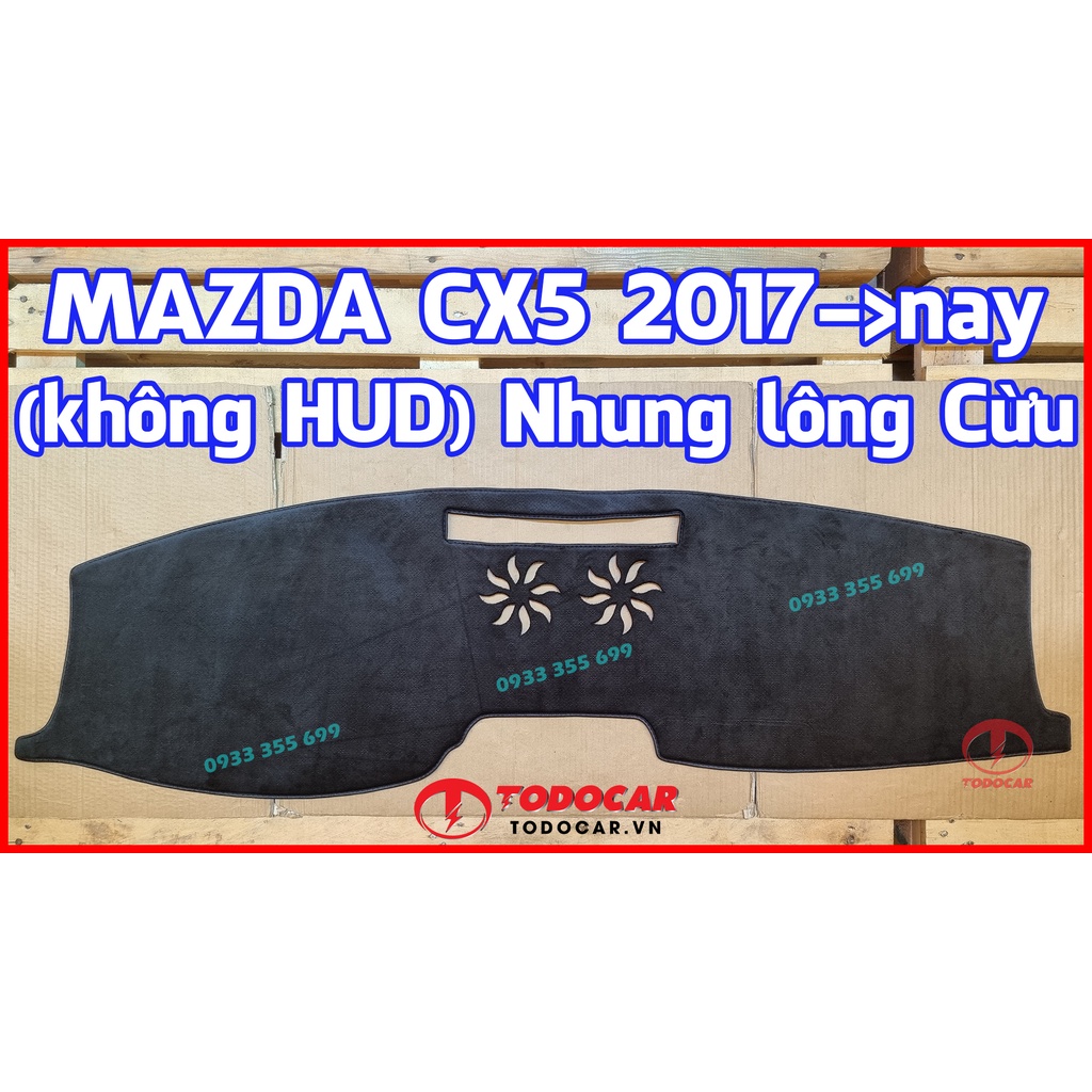 Thảm Taplo MAZDA CX5 bằng Nhung lông Cừu, Da vân Carbon, Da vân Gỗ 2012 13 2014 2015 2016 2017 2018 2019 2020 2021 2022