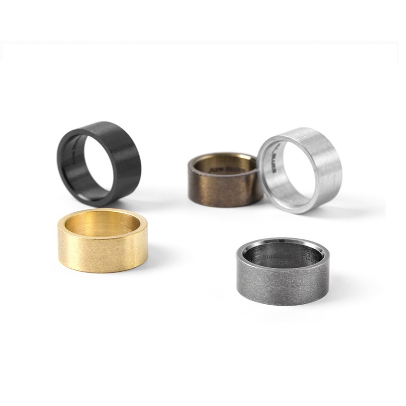 Nhẫn titan tròn trơn kiểu nhám bản 10mm không gỉ MR2210